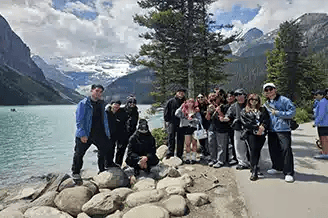 Group shuttle van used for Banff, Lake Louise, and Moraine Lake tours