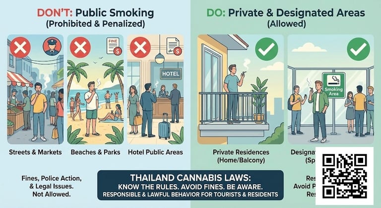 Smoking cannabis in public places in Thailand can lead to fines or legal trouble. Learn where consumption is allowed
