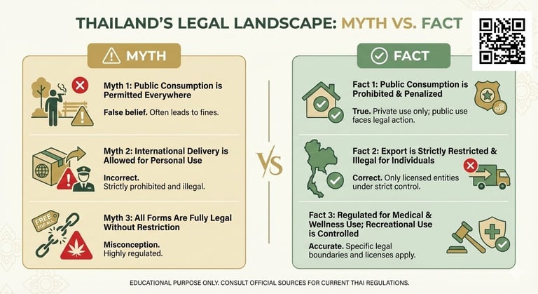  explaining online cannabis myths and legal facts in Thailand, highlighting delivery rules and buyer responsibilities