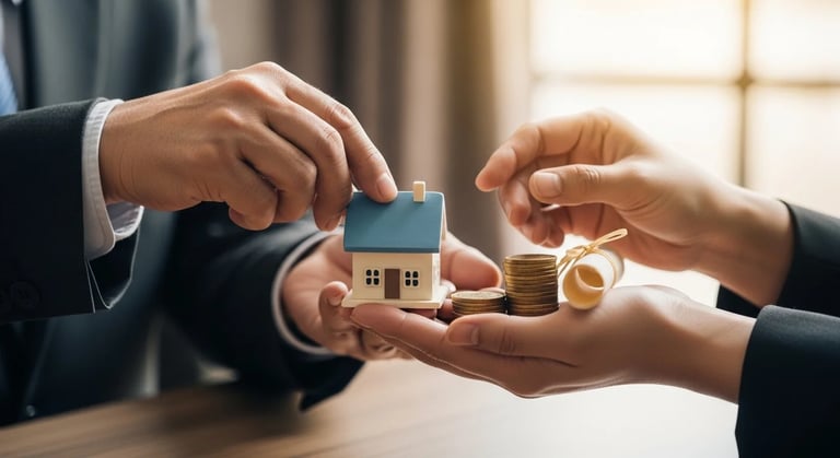 Doação de patrimônio familiar simbolizada por entrega de casa