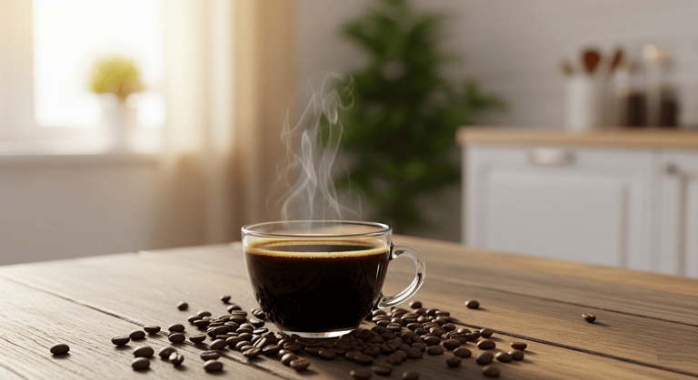 a cup of coffee with a steaming up steam