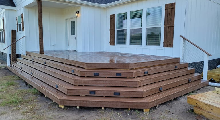 composite deck stainless steel handrail low voltage lights