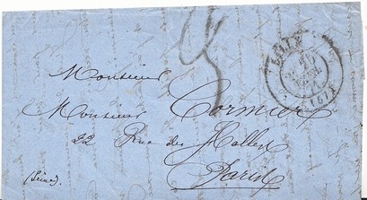Postage due letter written in MARSEILLE on 16 November 1870. 