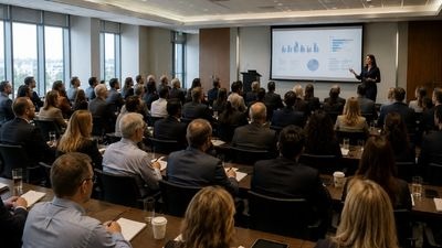 Atividade de listening avançado em inglês sobre uma apresentação no trabalho, problemas técnicos e p