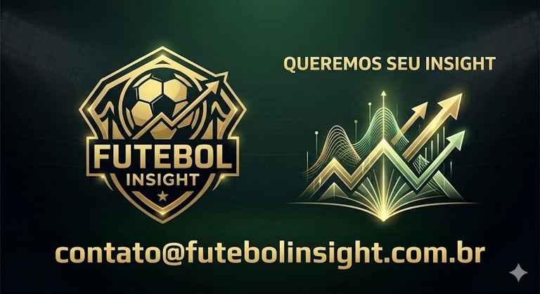 Página de Contato Futebol Insight: e-mail contato@futebolinsight.com.br e redes sociais. Parcerias e anúncios.