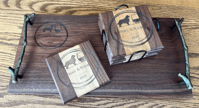 Paws & Pours Charcuterie Board and Coster set