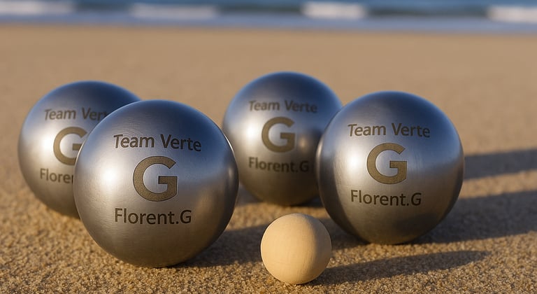 Boule de pétanque gravées au laser