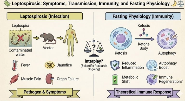 🦠 Leptospirosis: Symptoms, Transmission, Immunity, and Fasting Physiology 🌙⚖️