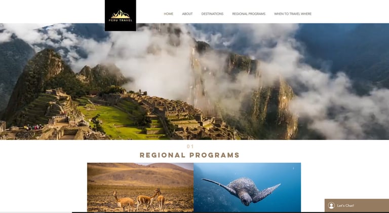 Website Peru Travel ME - bespoke trips to Peru from Dubai