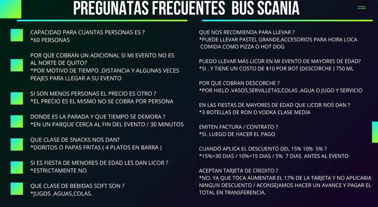 PREGUNTAS FRECUENTES DE NUESTROS CLIENTES CHIVA GLOW SCANIA