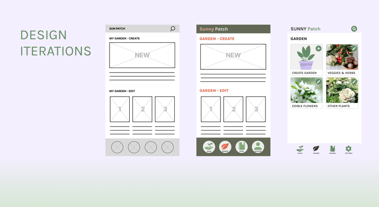 Sunny Patch - Design Iterations