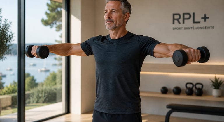 Homme réalisant un exercice d'élévations latérales parfaitement éxécuté