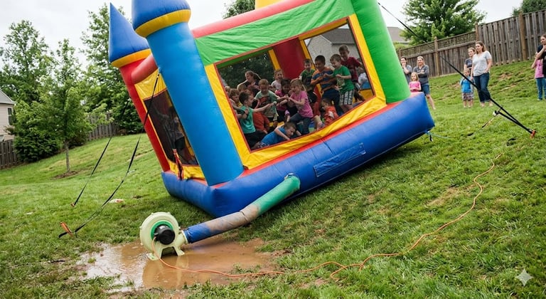 bounce house setup incorrectly