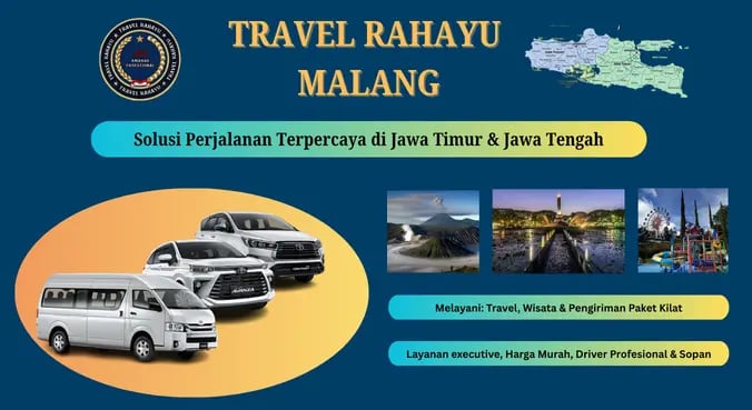 Banner Travel Rahayu Malang melayani travel, Wisata & kirim paket,di Jawa Timur, Jawa Tengah