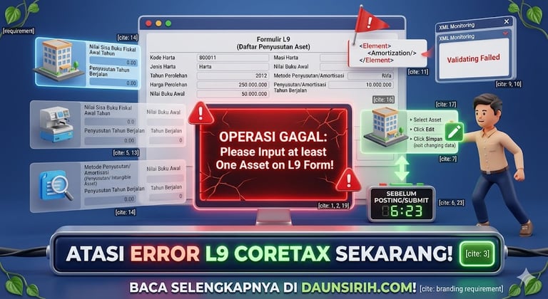 cara mengatasi error please input asset l9 coretax