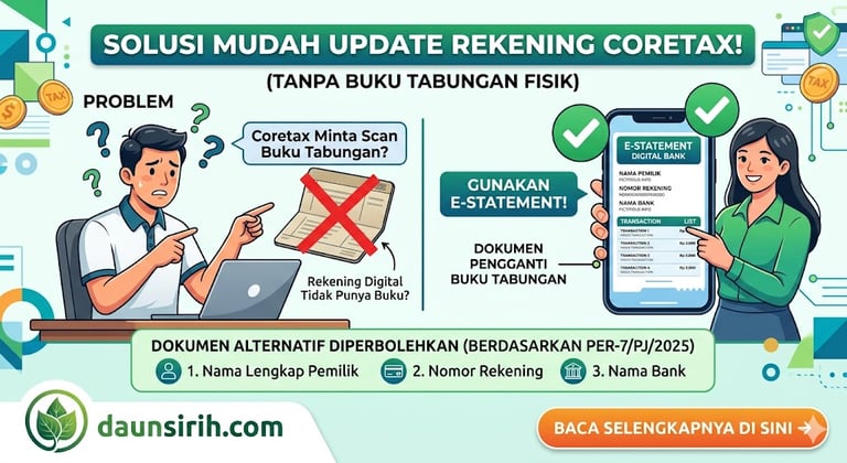 cara update rekening coretax tanpa buku tabungan