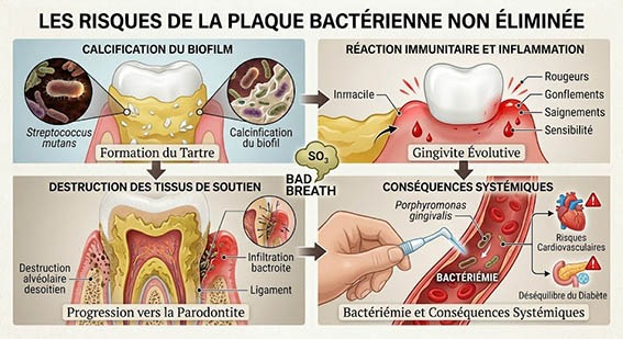 Les Risques de la Plaque Bactérienne non éliminée