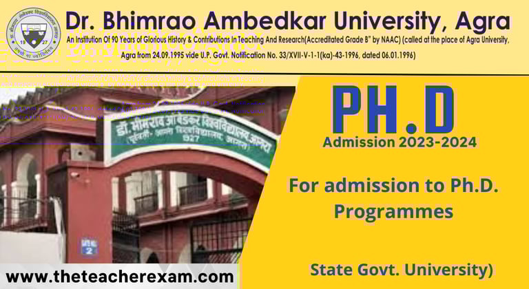 DBRAU phd admission 2024 , Agra University PhD admission 202434