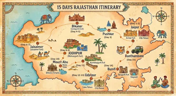 15-day rajasthan detailed itinerary