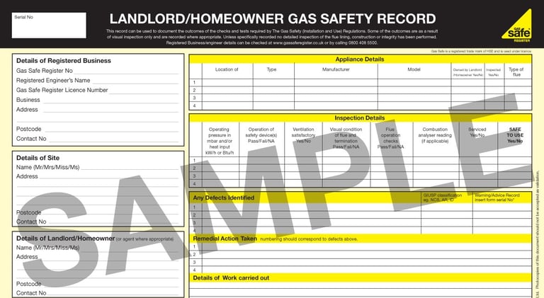 Gas safety certificate Bradford