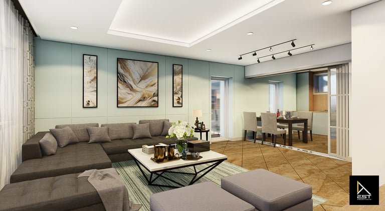  Design interior living si bucatarie open space