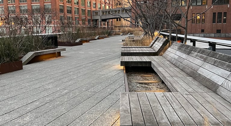 Wooden Bench along the High Line NYC