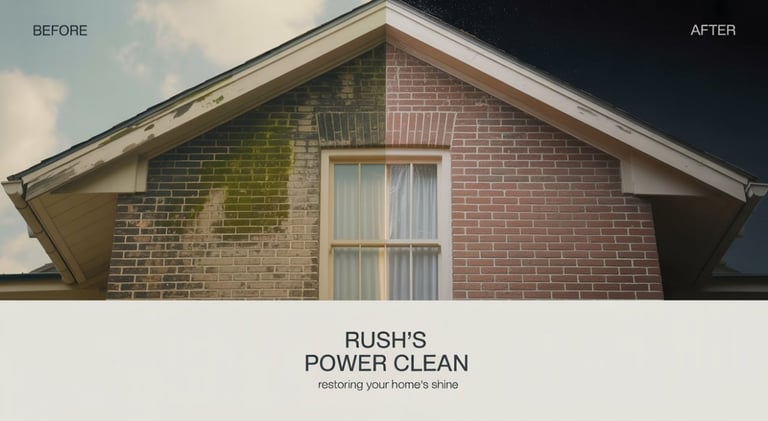 before and after photo of house soft washing in Dayton, Ohio