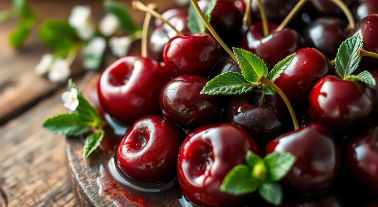 close-up of a bunch of cherries
