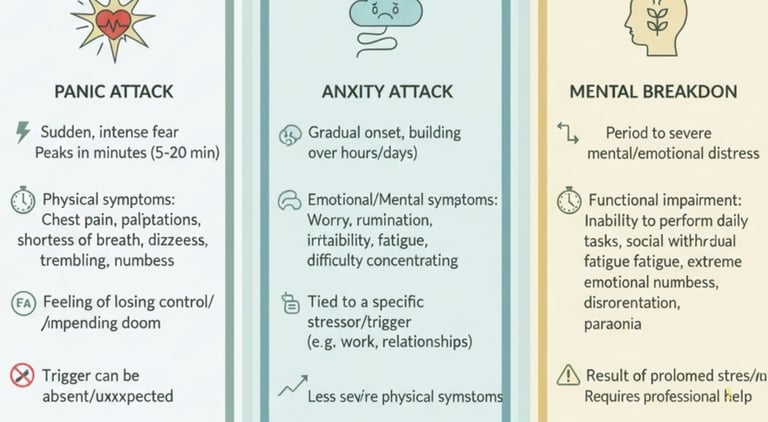 🧠 Panic Attack vs Anxiety Attack vs Mental Breakdown 🍽️🕊️