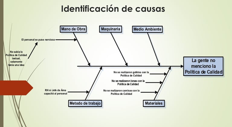 Identificación de causas mediante diagrama de Ishikawa