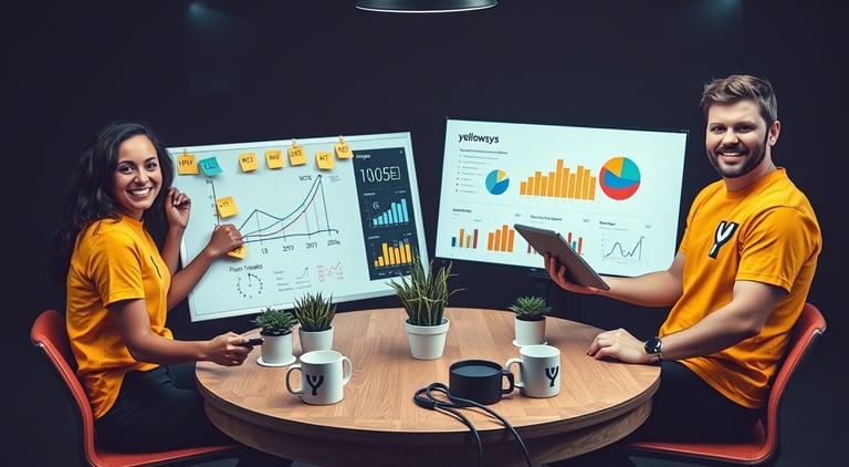 Consultants décisionnels en pleine présentation d'un dashboard