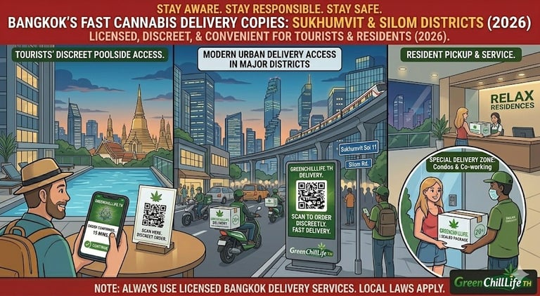 Cannabis delivery in Bangkok showing fast weed access across Sukhumvit Silom Nana Asok Thonglor for tourists and expats in TH
