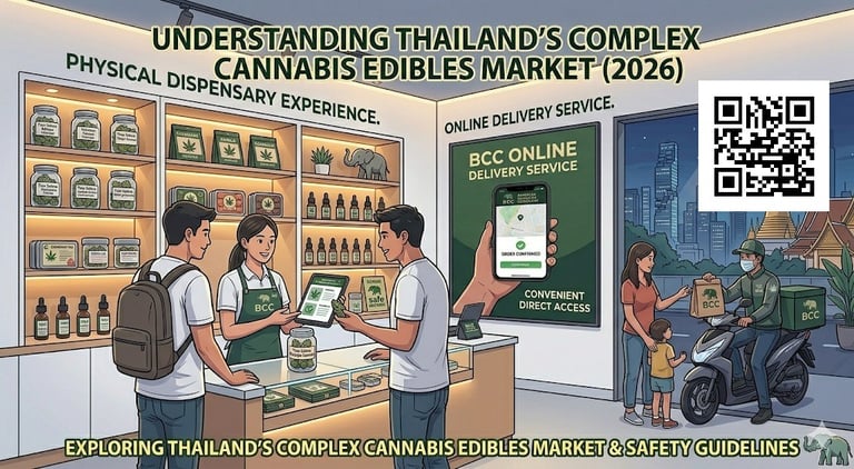 Cannabis shop in Thailand showing dispensary interior and product selection in Bangkok Phuket Chiang Mai Pattaya