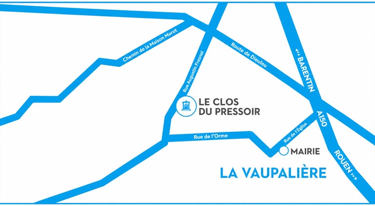 Plan de situation du lotissement Le Clos du Pressoir indiquant son emplacement à La Vaupalière et le