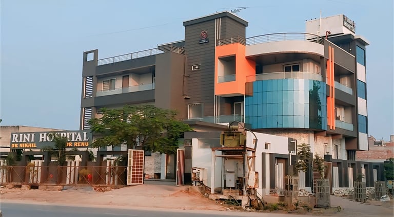 a building with a building in the background