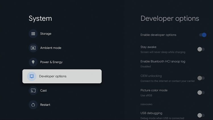 developer options is now enabled on chromecast
