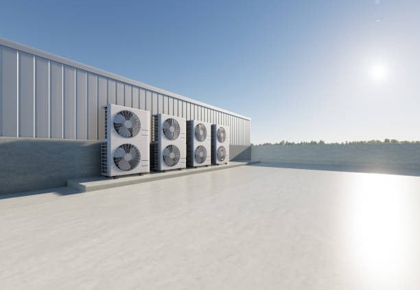 clean roof with sun and air conditioners