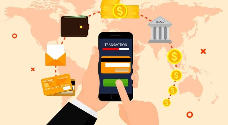 imagem de uma maquina de banco digitais fazendo uma transação com cartão físico por aproximação.