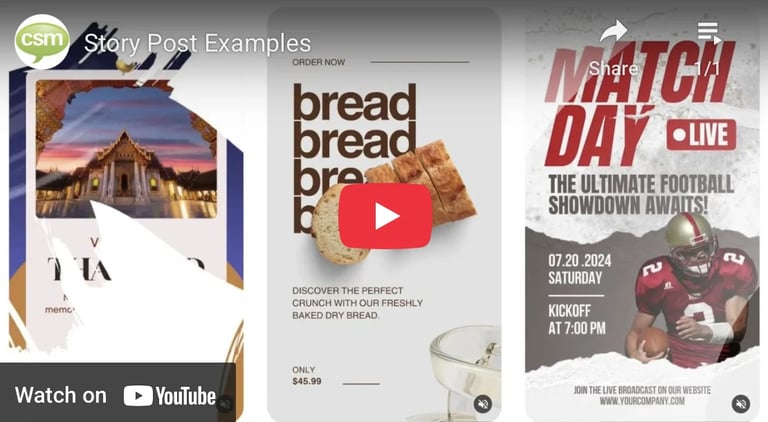 Social Media Story Posts by Common Sense Marketing