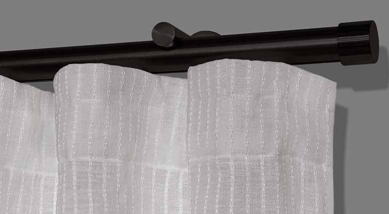 Tringle rail décorative noire pour rideaux wave