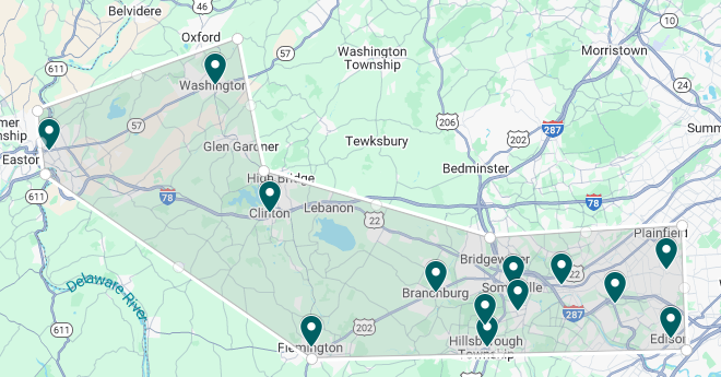 Map of ShelfCheck service area in NJ
