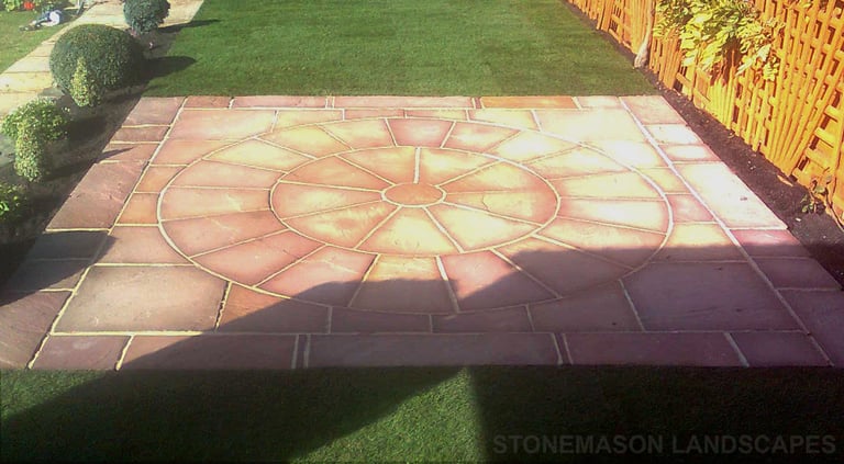 Sandstone Circle with square kit terrace patio