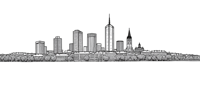 Illustration minimaliste des monuments de Lyon – Service VTC pour déplacements professionnel.