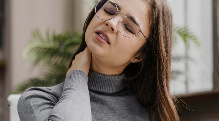 Morning neck stiffness and pain due to poor sleeping posture.
