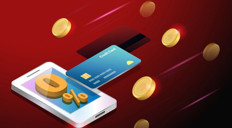 a smartphone phone with a credit card