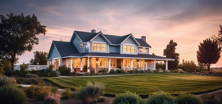 Large house in San Antonio sunset