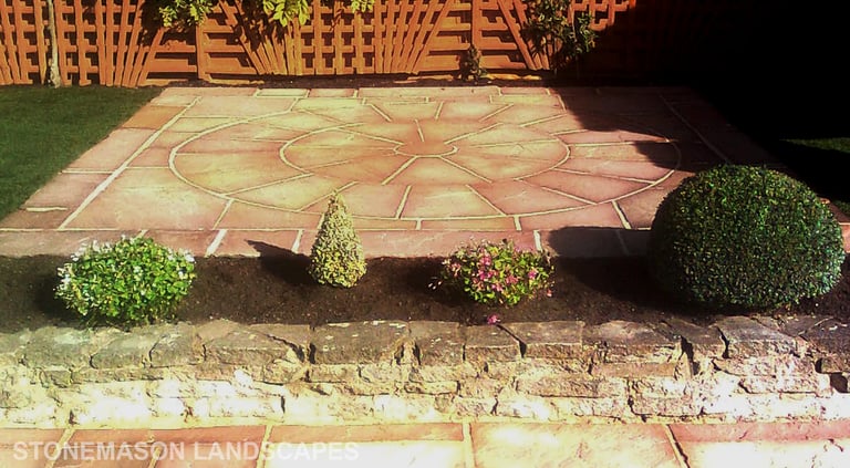 Sandstone Circle with square kit terrace patio