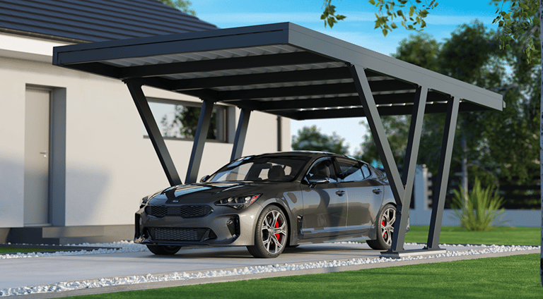 Wiata samochodowa jednostanowiskowa Eco-Prefab z dachem jednospadowym