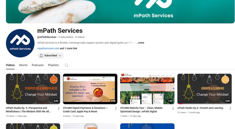 Screenshot of Mandar Pathak’s YouTube channel, showing a grid of short motivational videos with bold