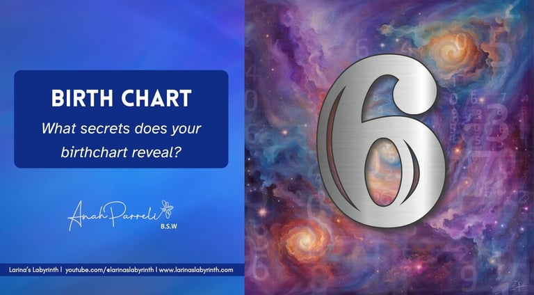 Numerology Birth Chart. Number 6, six. Mind body and Spirit